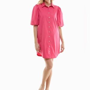 DAHLIA STRETCH POPLIN BLOUSON SLEEVE SHIRT DRESS